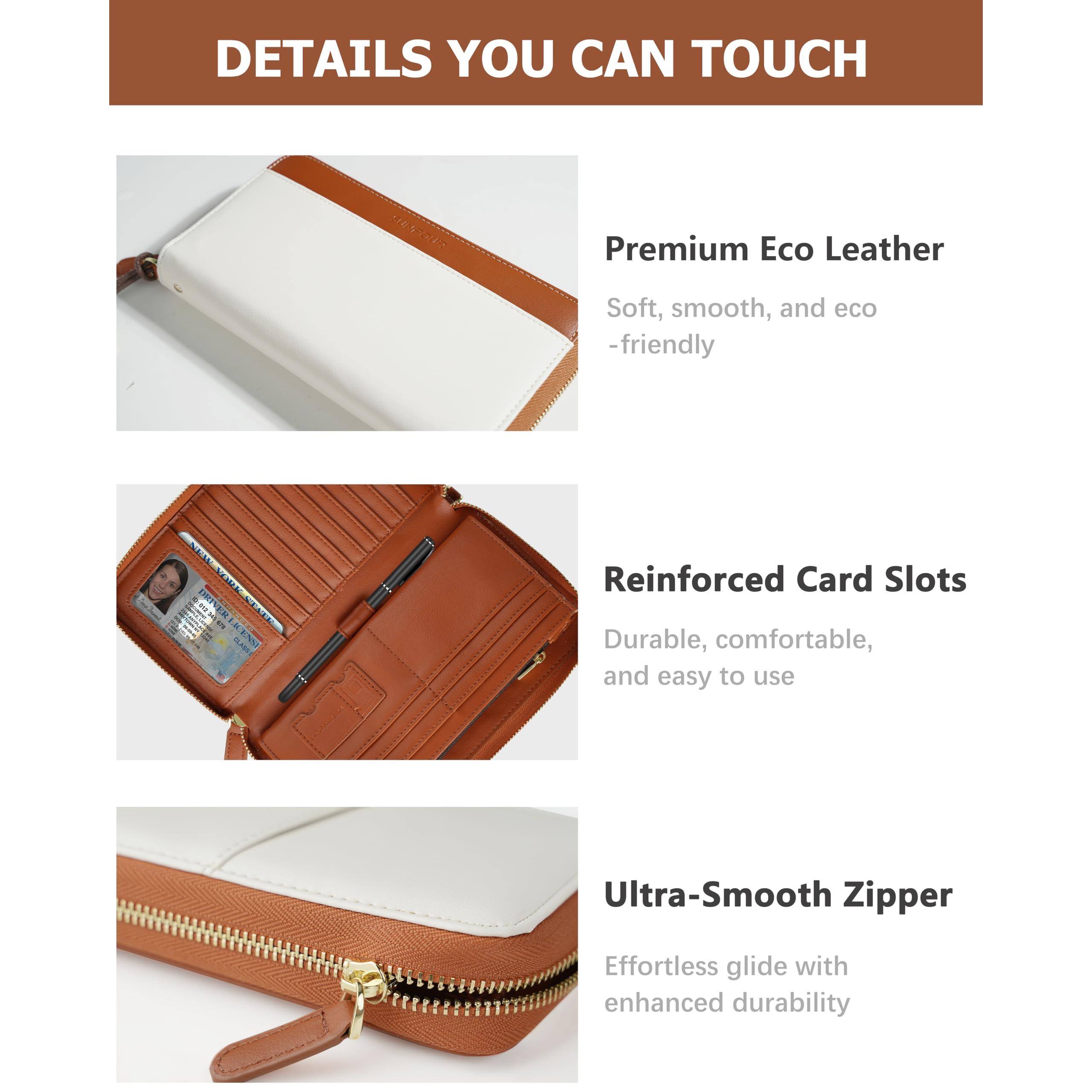 Alt View 1. Jadie Link - Large Travel Wallet Women Rfid Zipper Airtag Slot Passport Holder Clutch Wristlet Smart, Stylish, DurableThis leather - Brown.