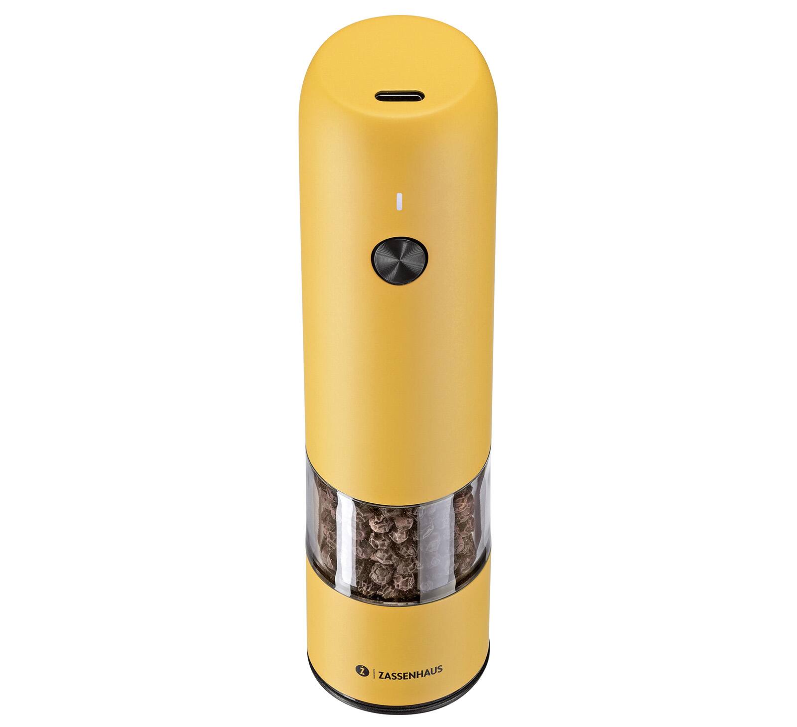 Alt View 1. Zassenhaus - Koln Rechargeable Salt or Pepper Mill, 5.5" H x 1.5", Yellow - Yellow.