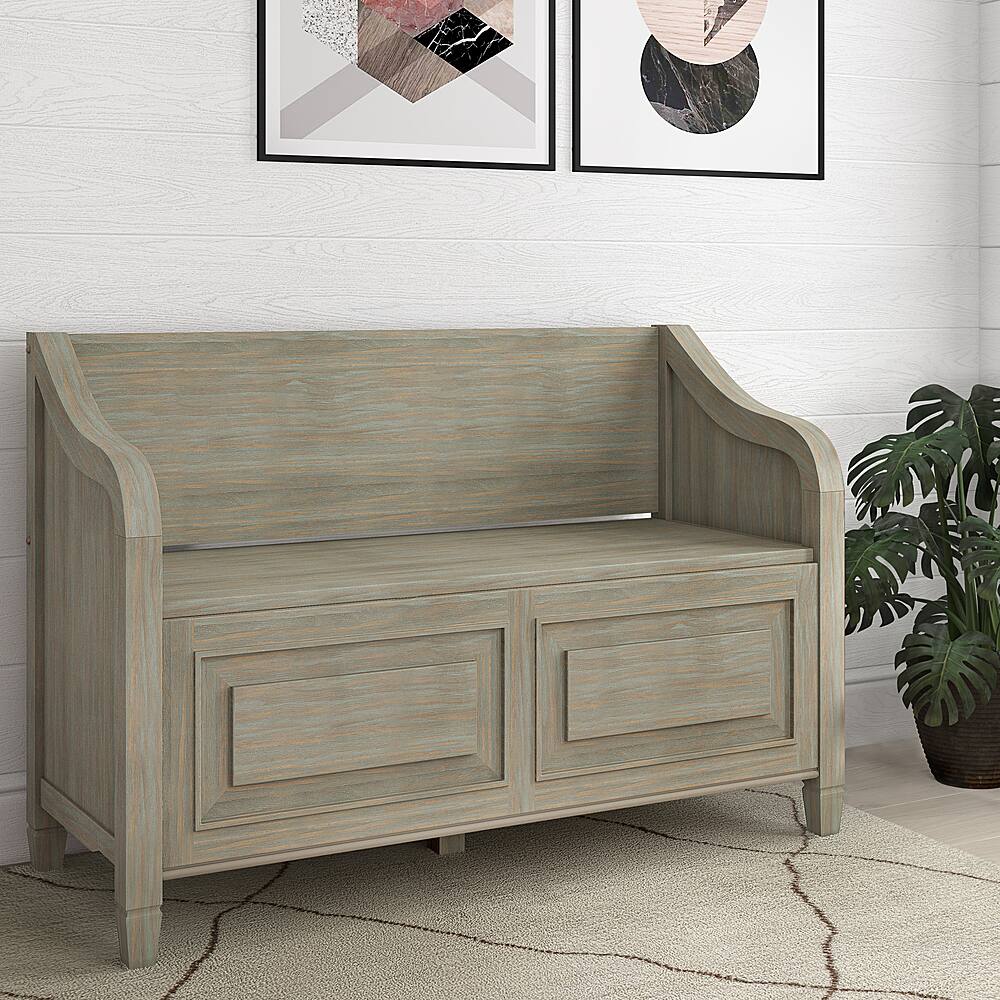 Alt View 12. Simpli Home - Connaught Entryway Storage Bench - Distressed Grey.