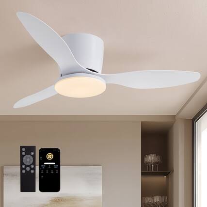 Front. Siljoy - 42 Inch Flush Mount Ceiling Fans with Lights and Remote for Bedroom, Living Room,Kitchen,Patios Indoor and Outdoor.