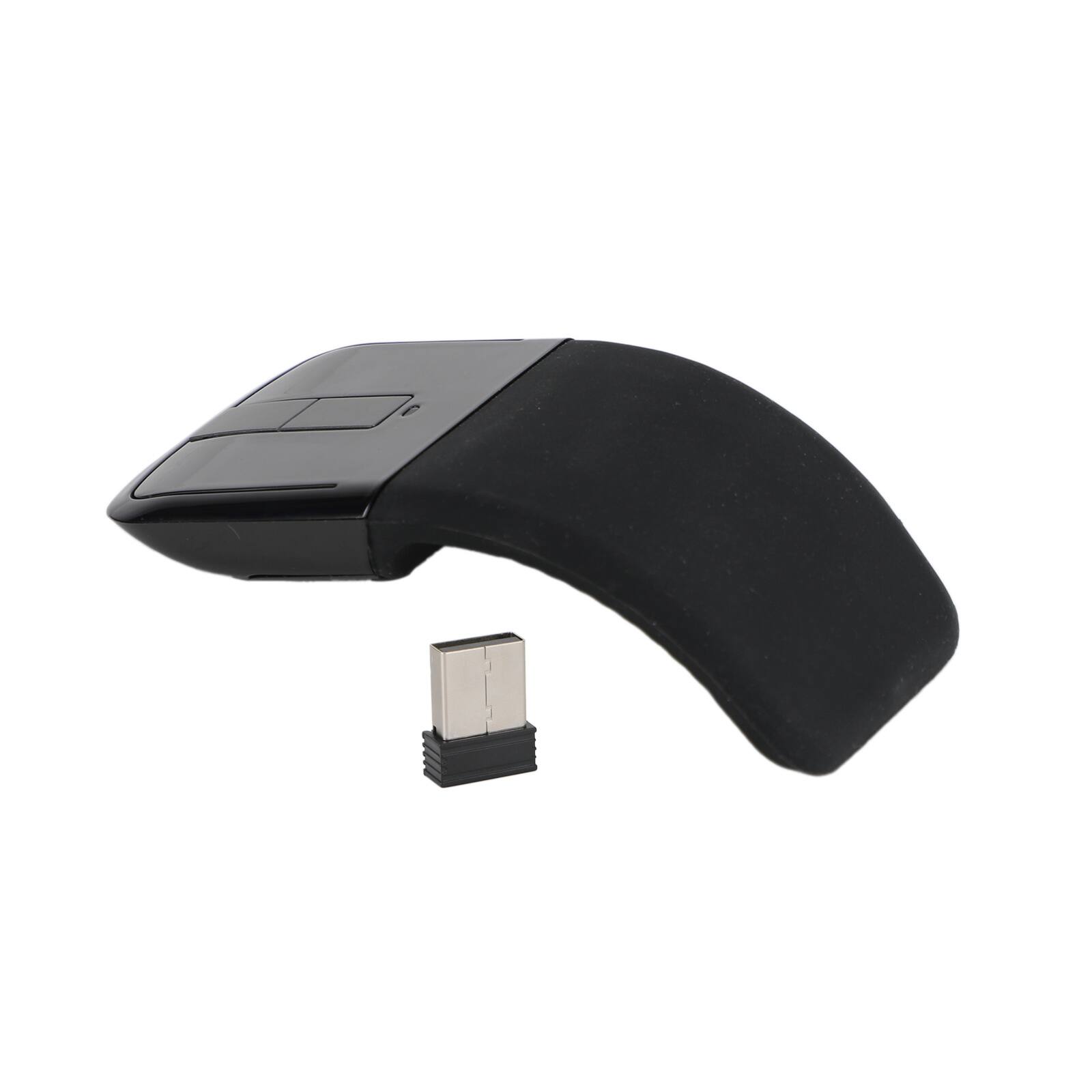 Angle. Topteng - Foldable Arc Touch Wireless Mouse - 2.4GHz USB, Curves to Turn On/Off, Portable for Travel & Laptop - Black.