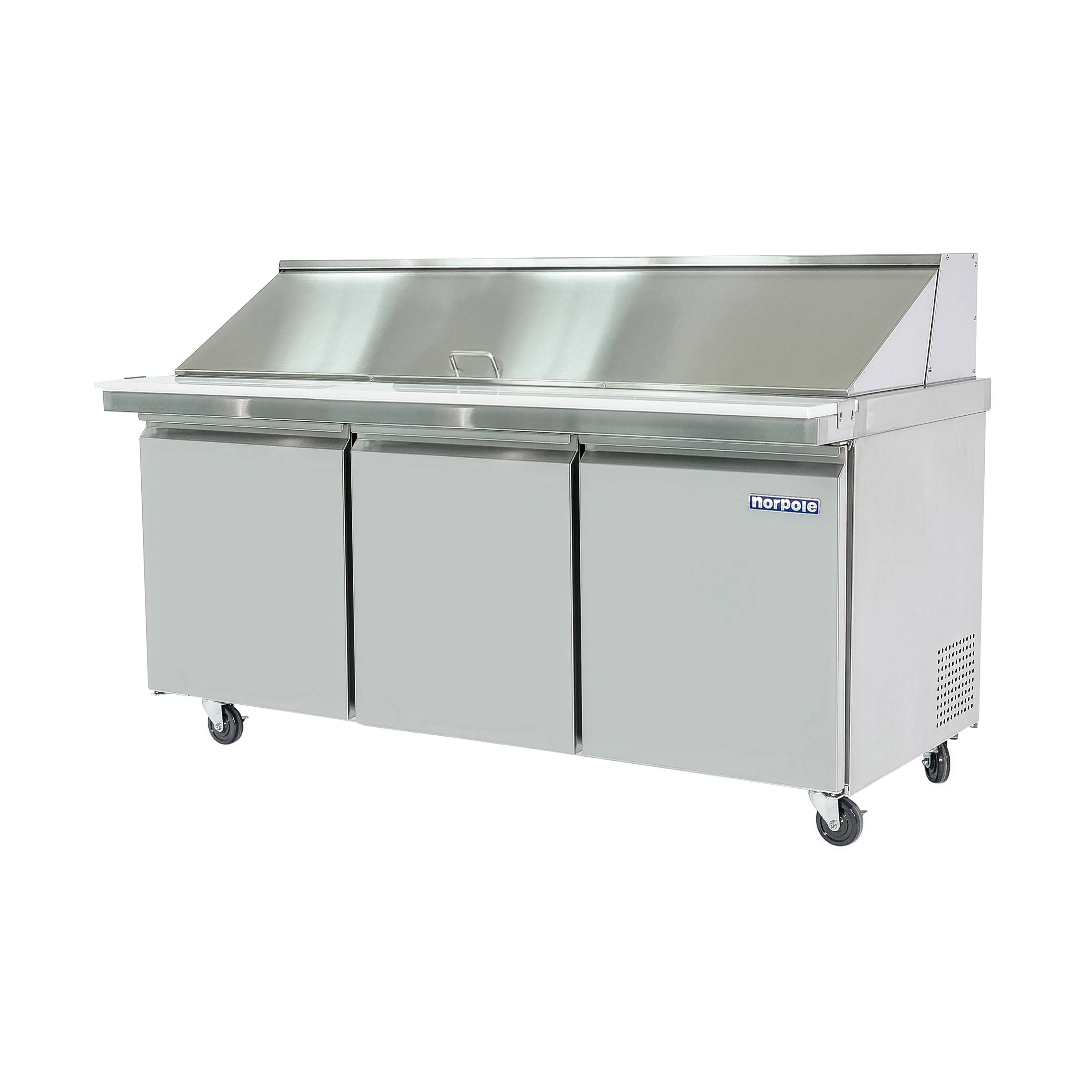Alt View 2. Magic Chef - Commercial 70 in. 15.5 cu. ft. 3-Door Mega Top Sandwich-Salad Prep Table Steel - Stainless Steel.