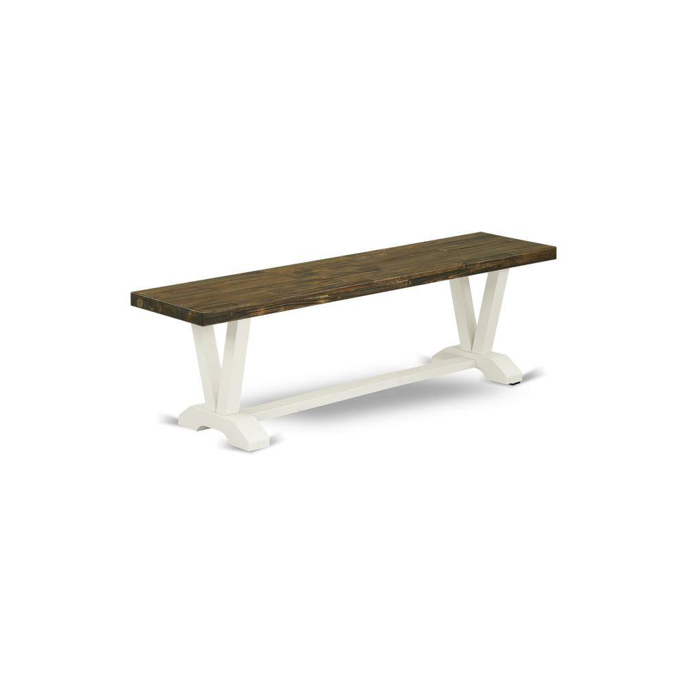 Angle. East West Furniture - V-Style Modern Dining Table Bench with Wood Seat - Brown.