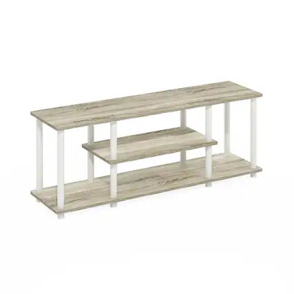 Front. Furinno - Turn-N-Tube No Tools 3D 3-Tier Entertainment TV Stands - Oak/White.