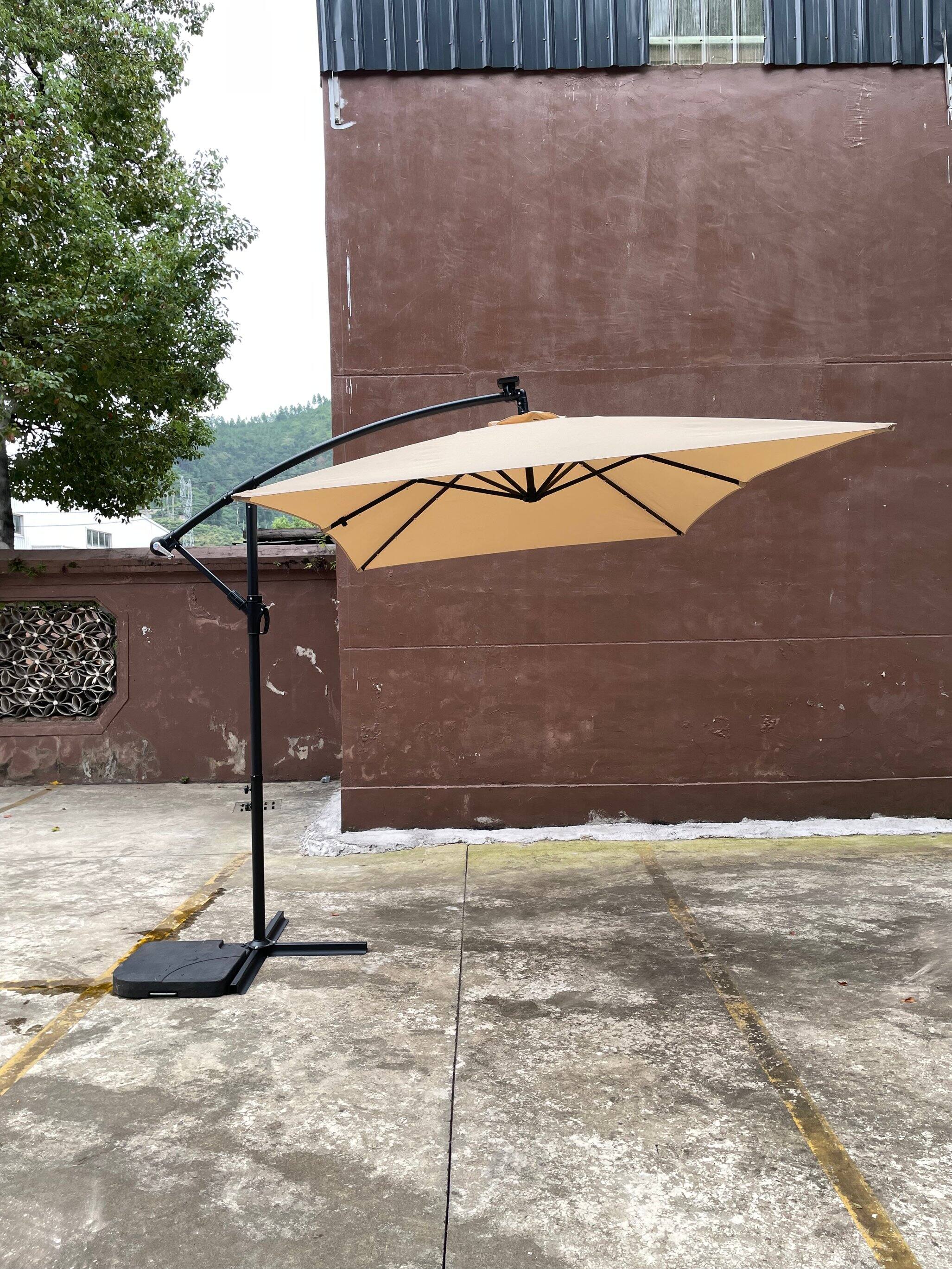 Alt View 8. Loheer - Loheer Rectangular Patio Umbrella Solar Lighted Outdoor Sun Shade with Crank Lift and Cross Base for Deck.