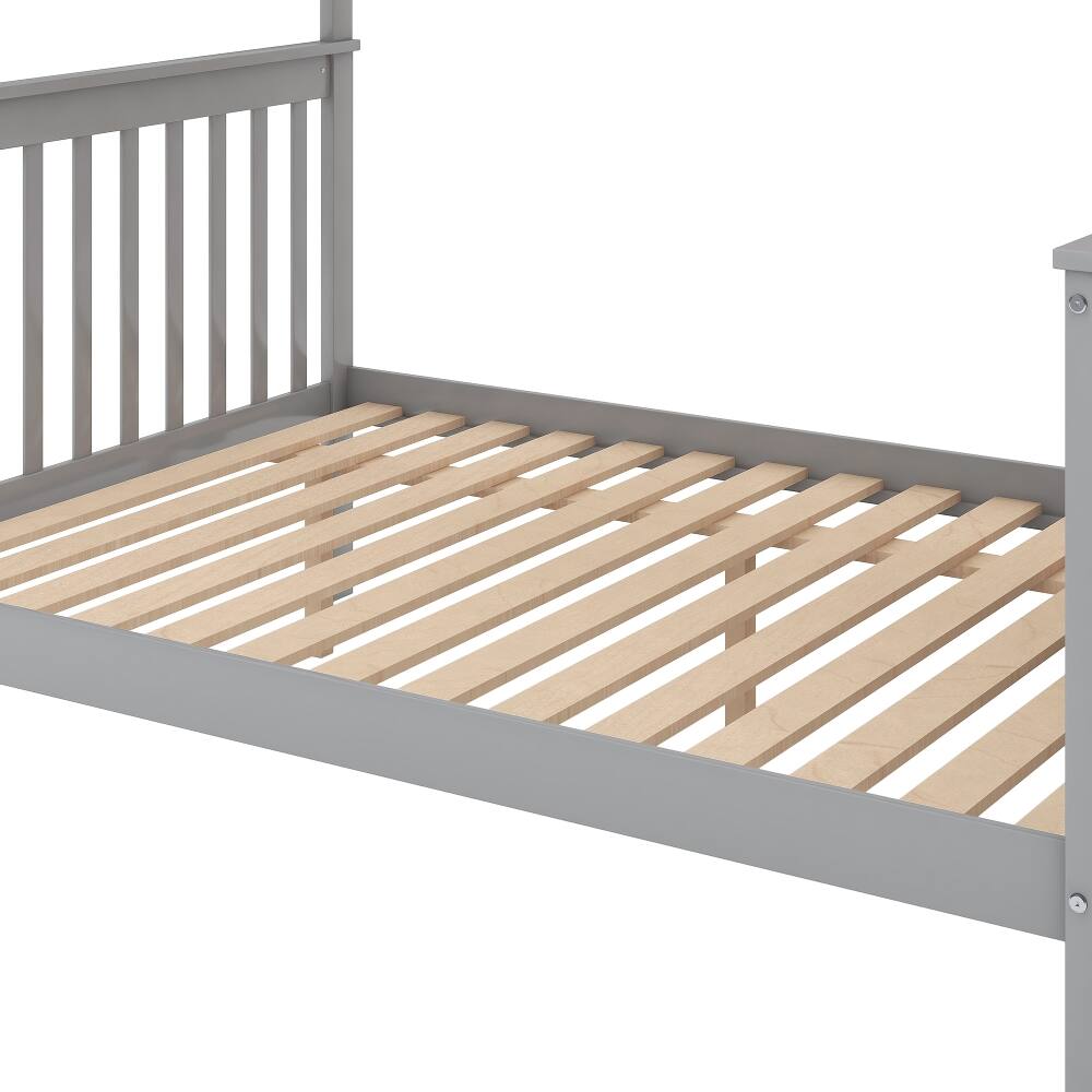 Alt View 4. Loheer - Loheer Twin Over Full Stairway Bunk Bed with Storage Gray Solid Wood - Gray.