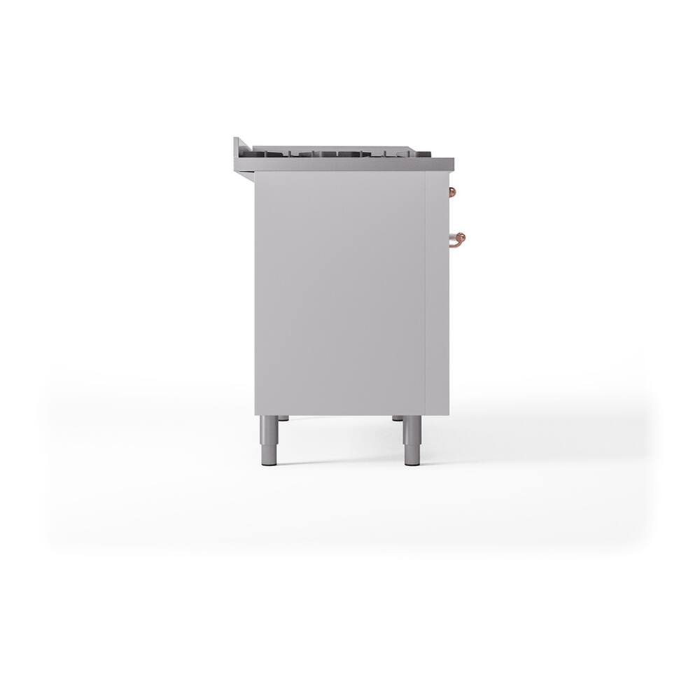 Alt View 10. ILVE - ILVE Nostalgie II Series 48 in. Dual Fuel Range with 5 Sealed Burners + Griddle (Natural Gas, Copper Trim) - White.