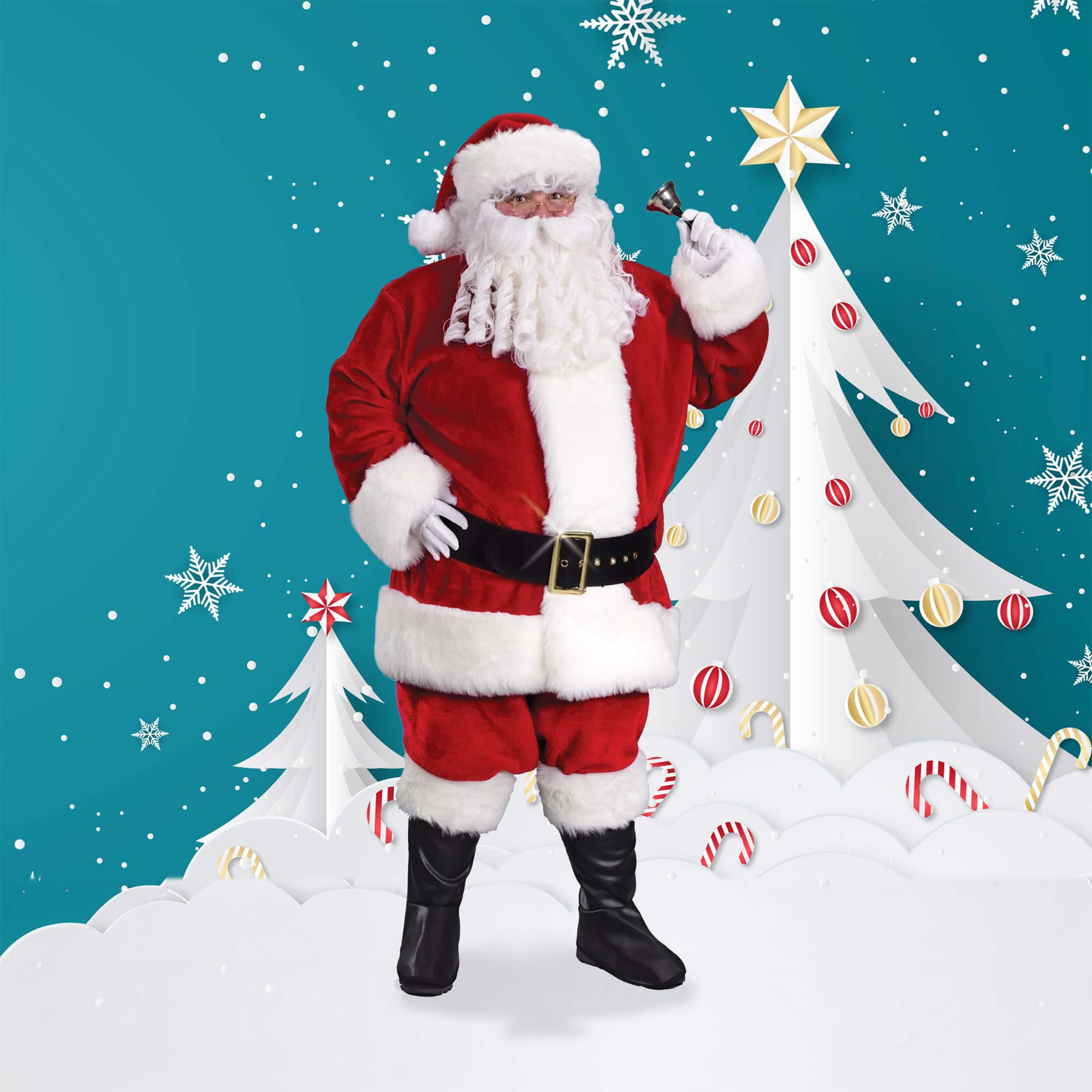 Fun World - and White Santa Claus Adult Unisex Christmas Costume - 2XL - Red