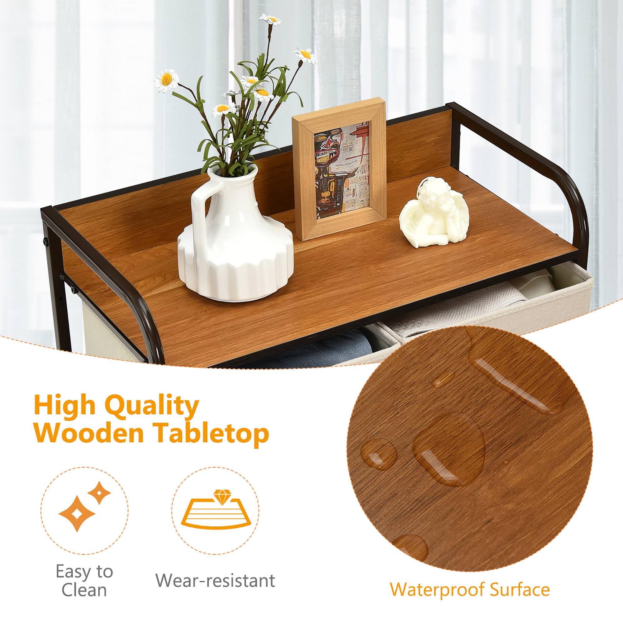 High Quality Wooden Tabletop, Easy to Clean, Wear-resistant, Waterproof Surface