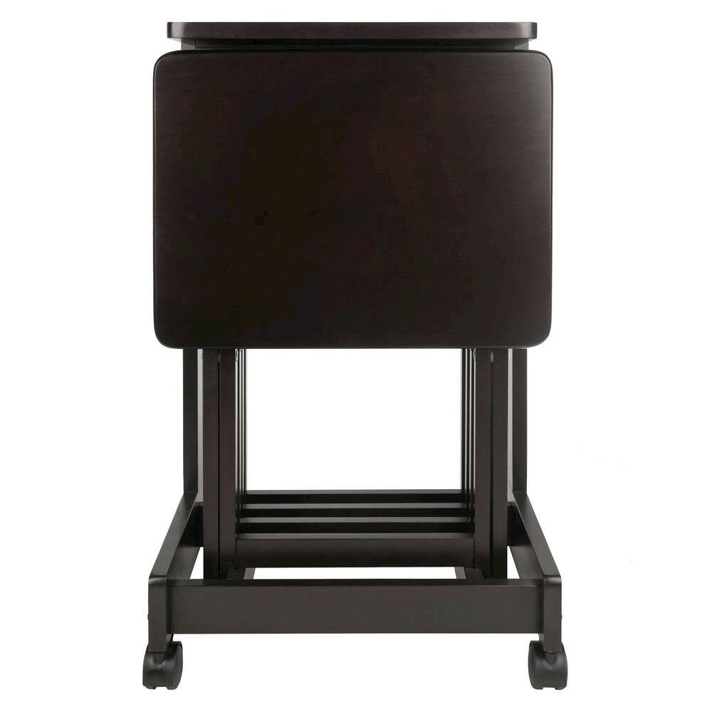 Alt View 1. FurniFact - Coffee color Solid Wood TV Trays – Folding Snack Tables for Eating and Serving - Coffee.