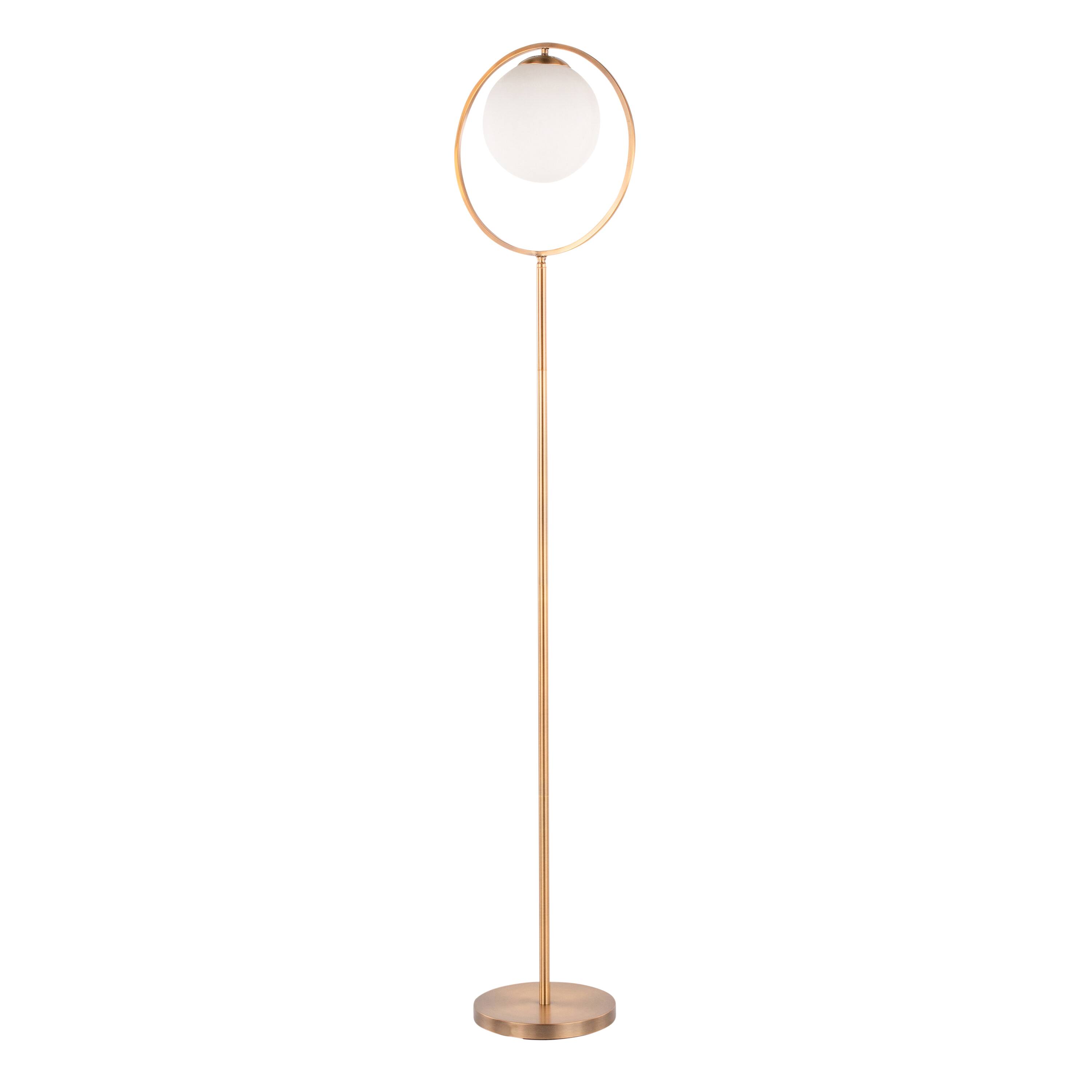 Back. Loheer - Loheer Frosted Glass Globe Light Brass Finish 65 Inch Accent Luminaire for Living Room - Gold.