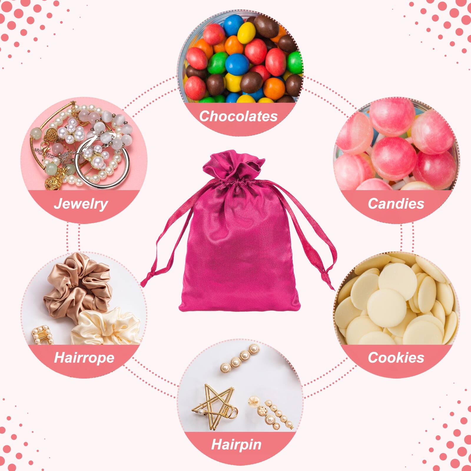 Chocolates, Jewelry, Candies, Hairrope, Cookies, Hairpin