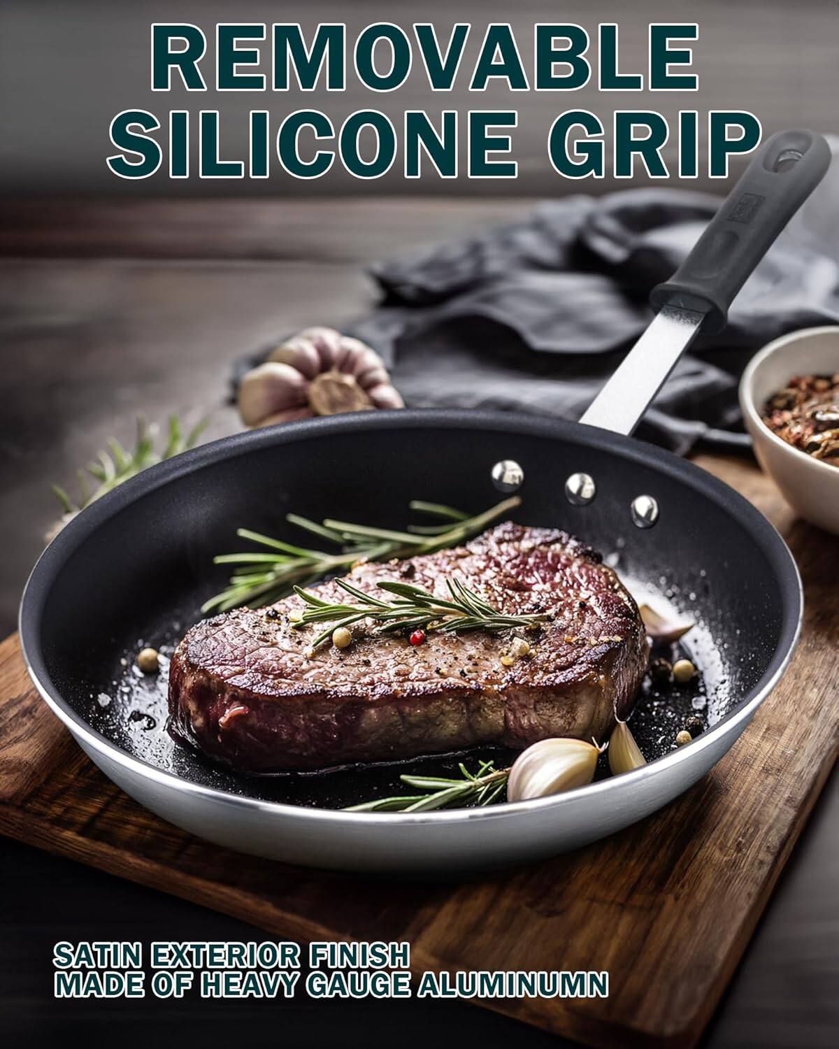 REMOVABLE SILICONE GRIP  
SATIN EXTERIOR FINISH  
MADE OF HEAVY GAUGE ALUMINUM