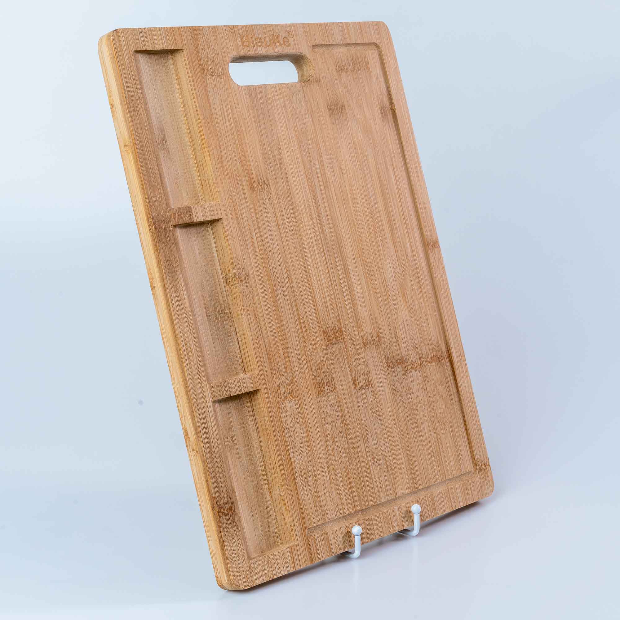 Alt View 7. BlauKe - Extra Large Bamboo Cutting Board - Wood Cutting Board for Meat, Cheese, Veggies - Wood Serving Tray with Juice Groove - Beige.