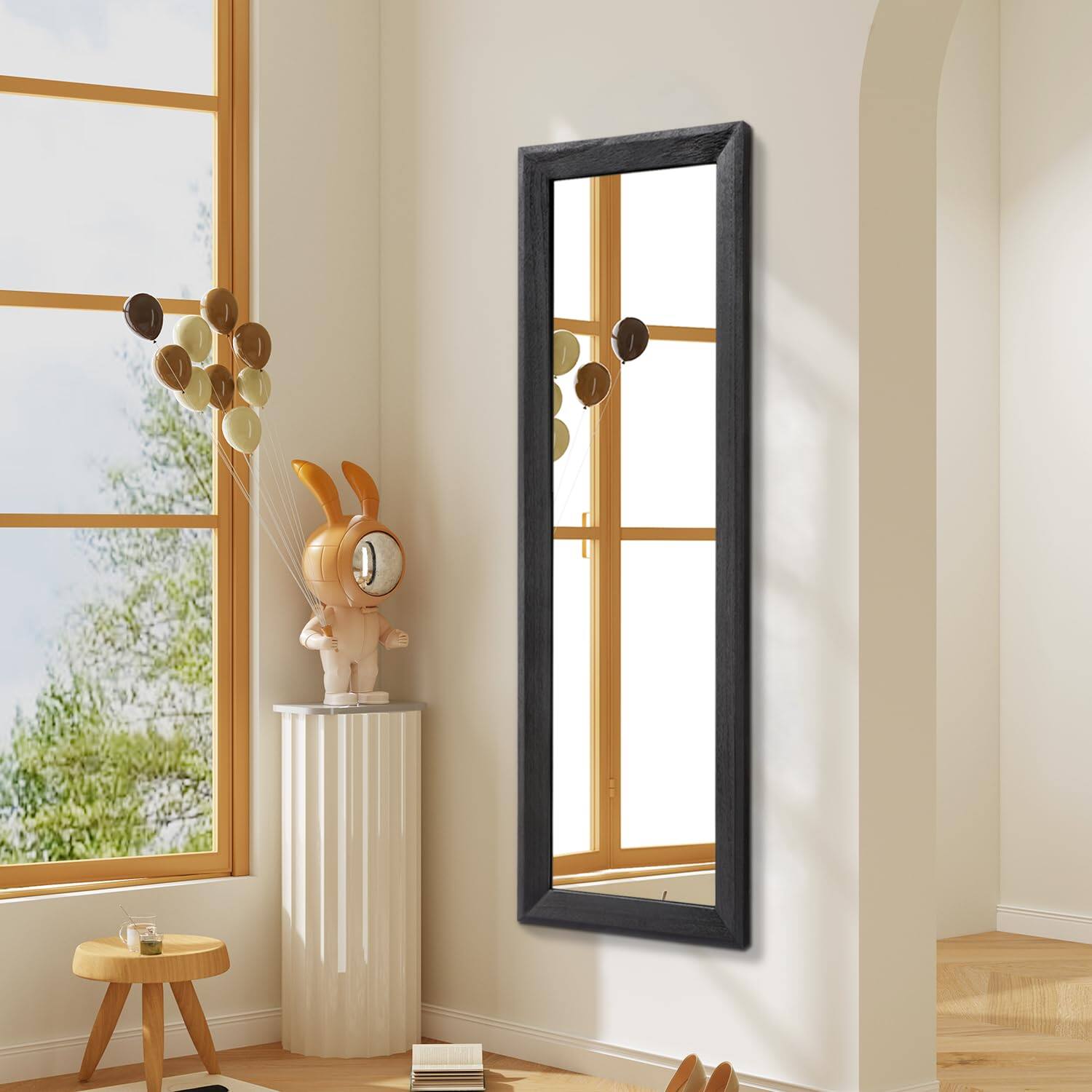 Alt View 3. TECH SAFARI - Full Length Mirror With Wood Framed Modern Large Wall Mirrors Rectangle For Bedroom Living Room Bathroom Dr - Retro Brown 43"L x 14"W.