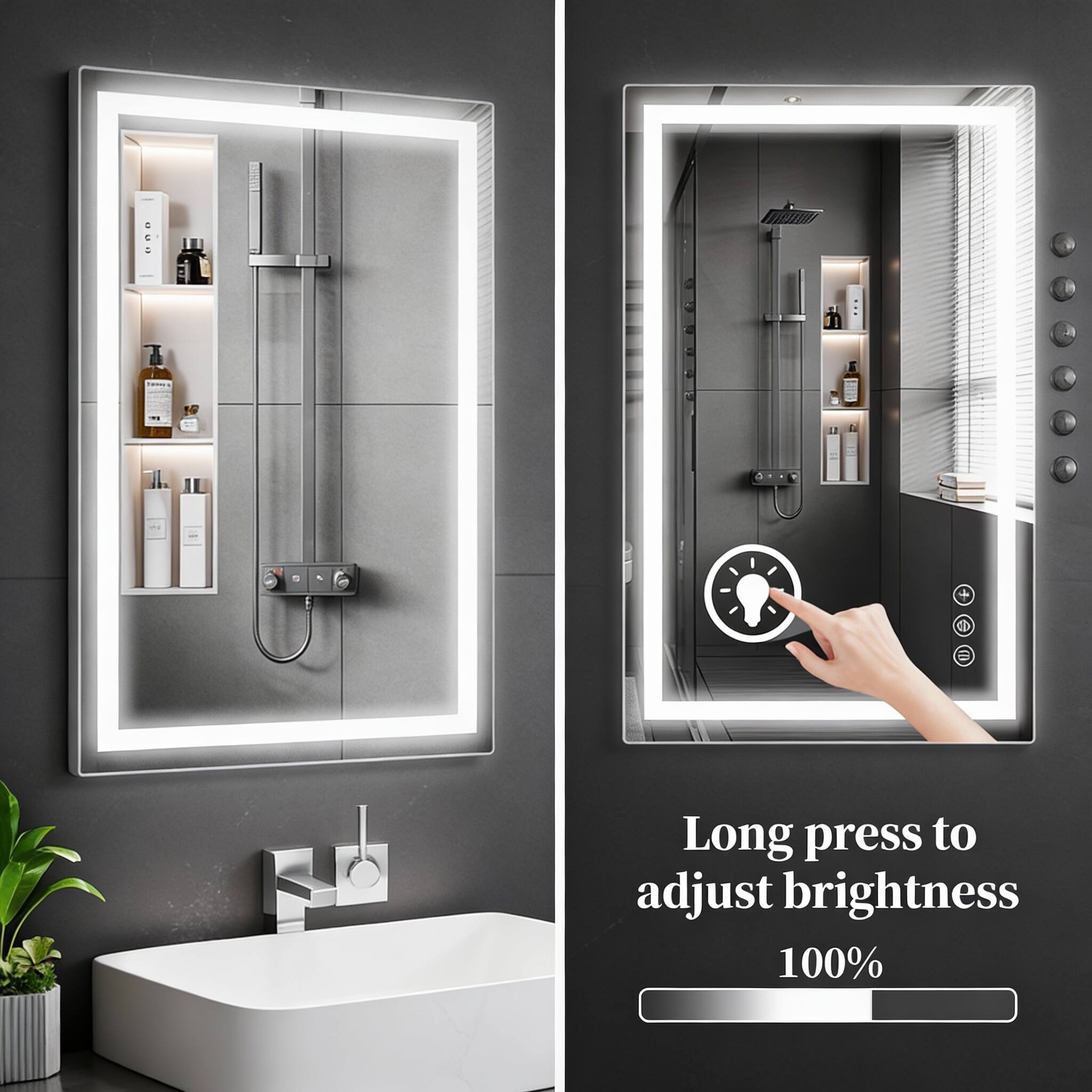 Long press to adjust brightness  
100%