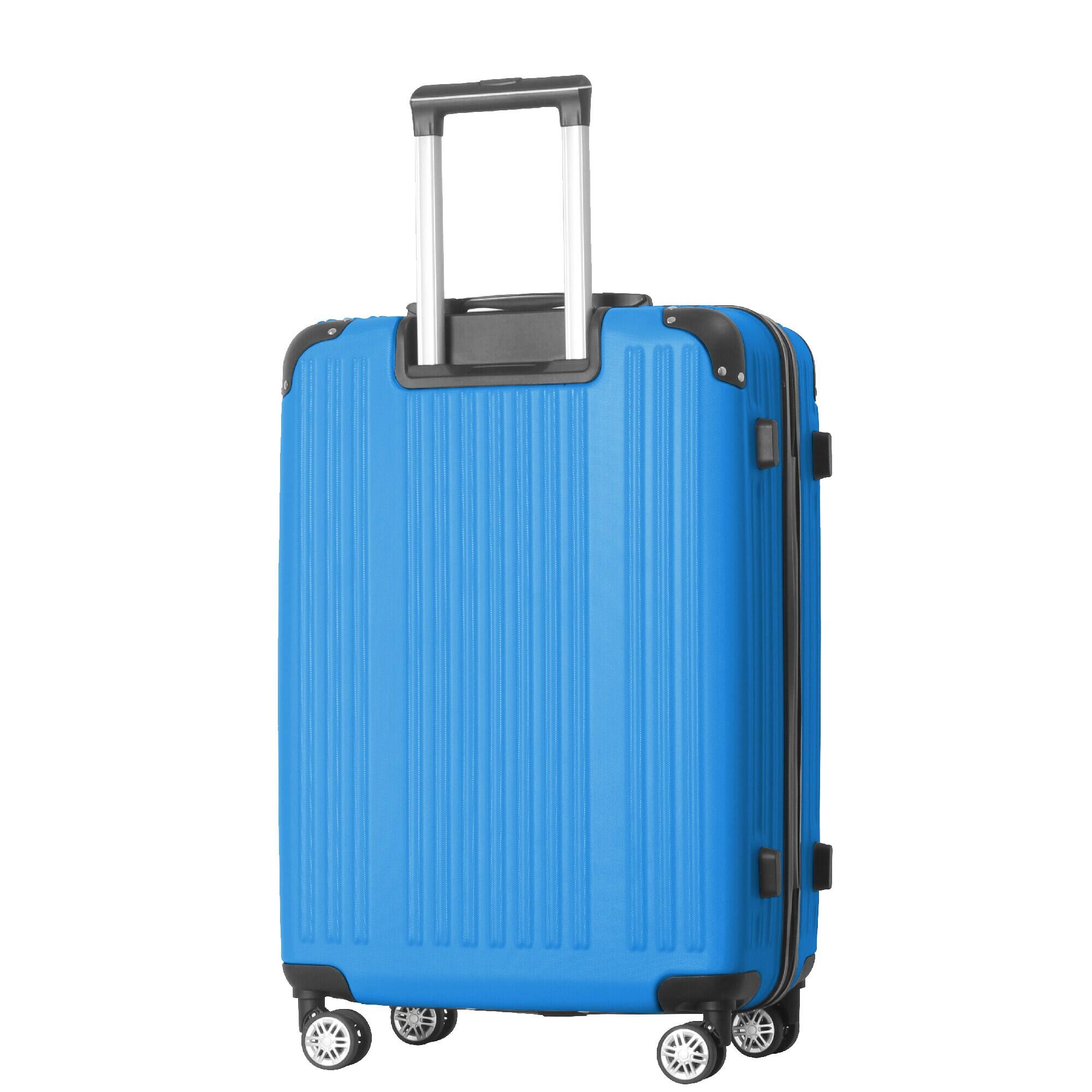 Alt View 7. Bestier - 3-Piece ABS Hardshell Luggage Set (20”/24”/26”) with Spinner Wheels, TSA Lock & Telescopic Handle - Deep Blue.