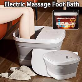 Luckbyte - Folding Constant Temperature Foot Bath with Massage Rollers Bubbles for Home Foot Spa Relax