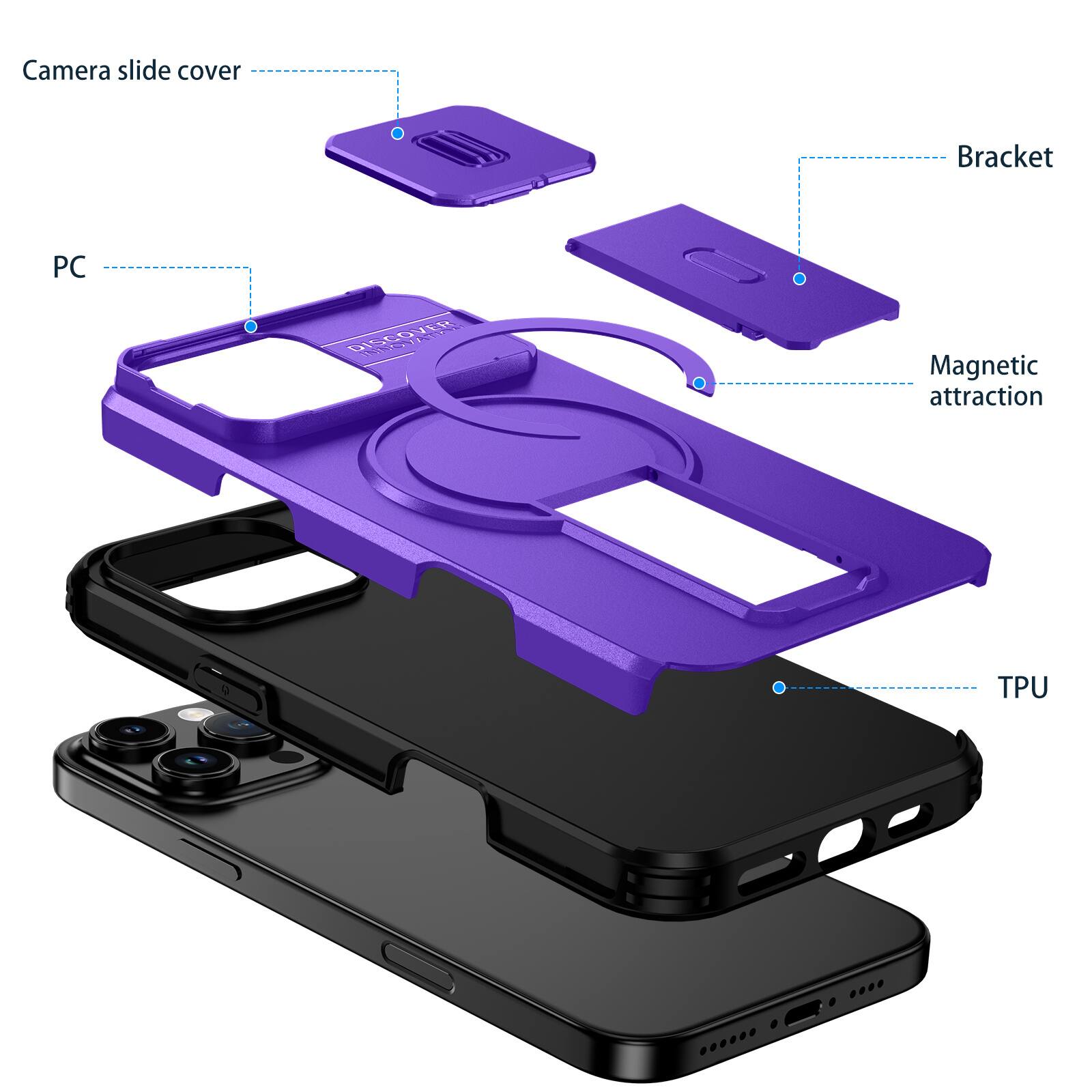 Camera slide cover  
Bracket  
PC  
Magnetic attraction  
TPU