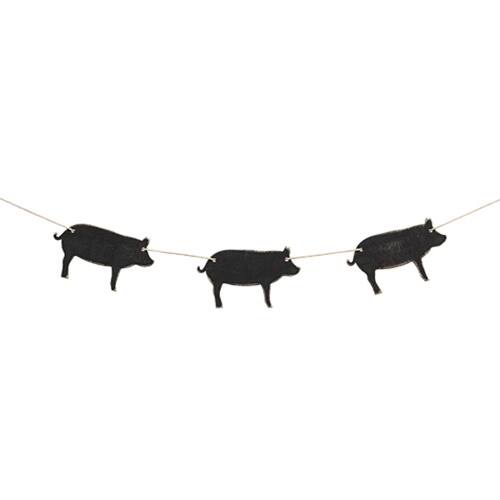 Front. BreeBe - Pigs Mini Wooden Garland - Black.