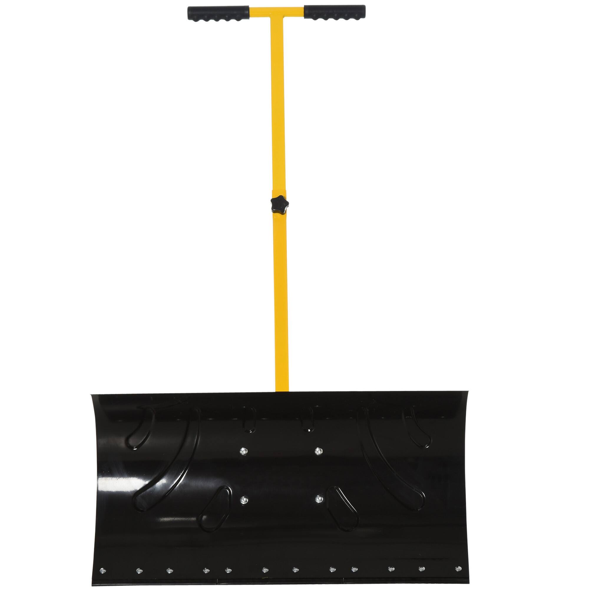 Alt View 8. Outsunny - Snow Shovel, Rolling Pusher with 29" Blade - Yellow/Black.