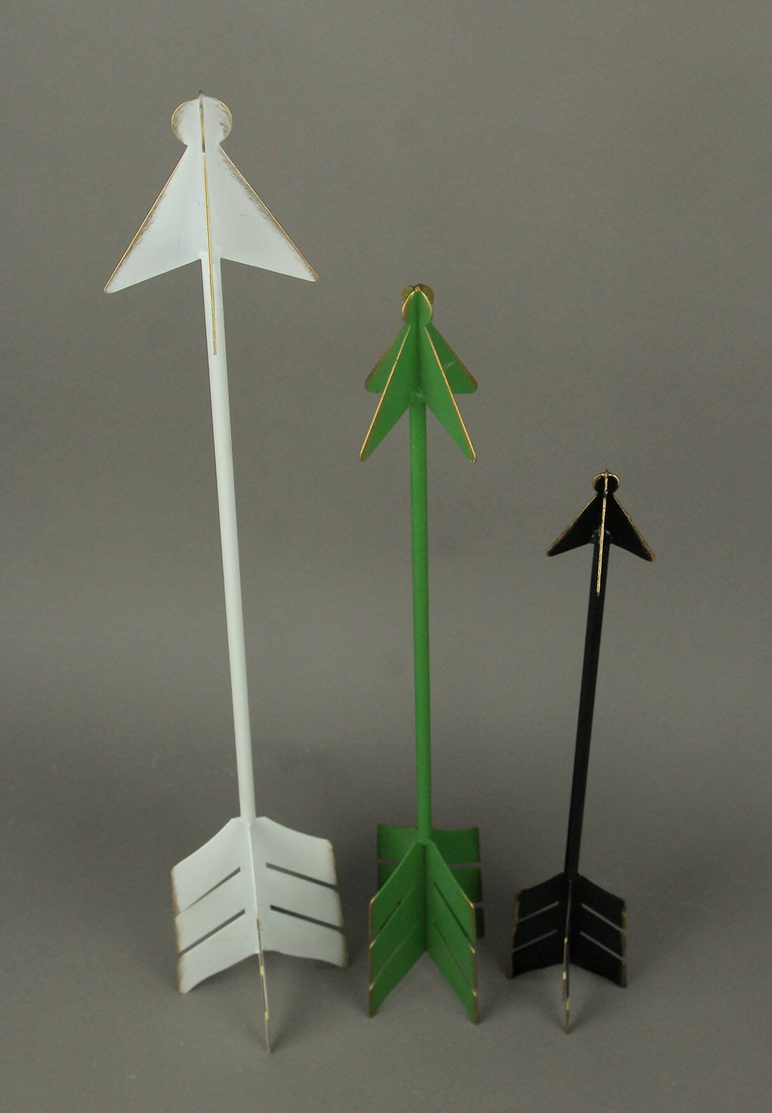 Alt View 2. The Gerson Companies - Green White and Black Metal Art 3 Piece Arrow Decor Set - Green.