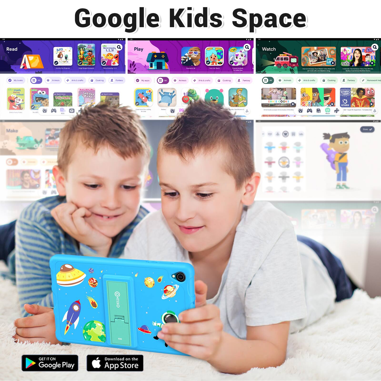 Read, Play, Watch, Make, GET IT ON Google Play, Download on the App Store