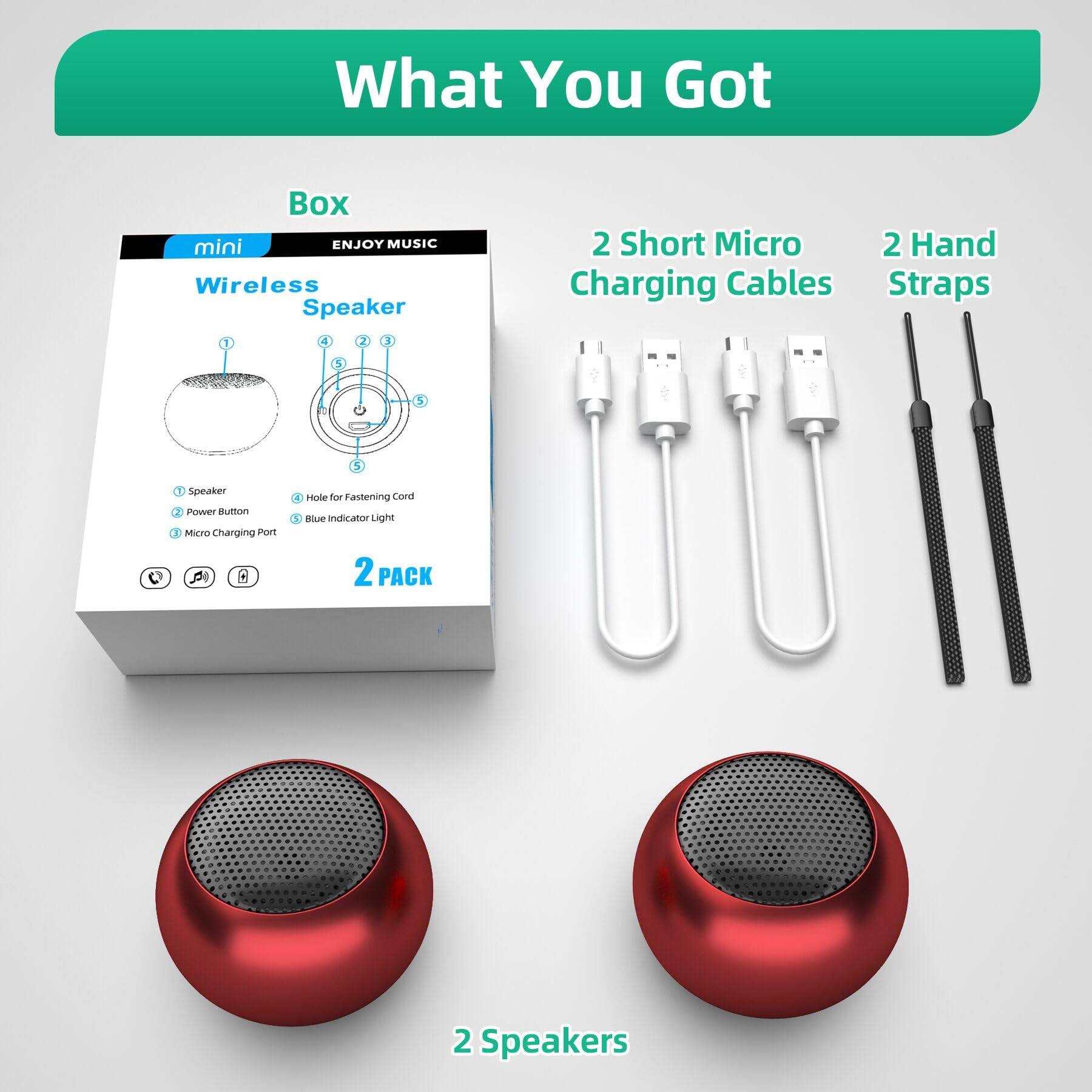 Pacoar Cade Mini Speakers Portable Small Strap Water Resistant Wireless ...