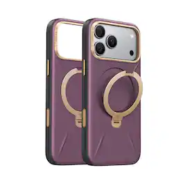 TORRAS - Ostand Q3 Vegan Leather iPhone 18 ProMax Case: 360° Magnetic Stand, Organic Leather - Cloud Plum