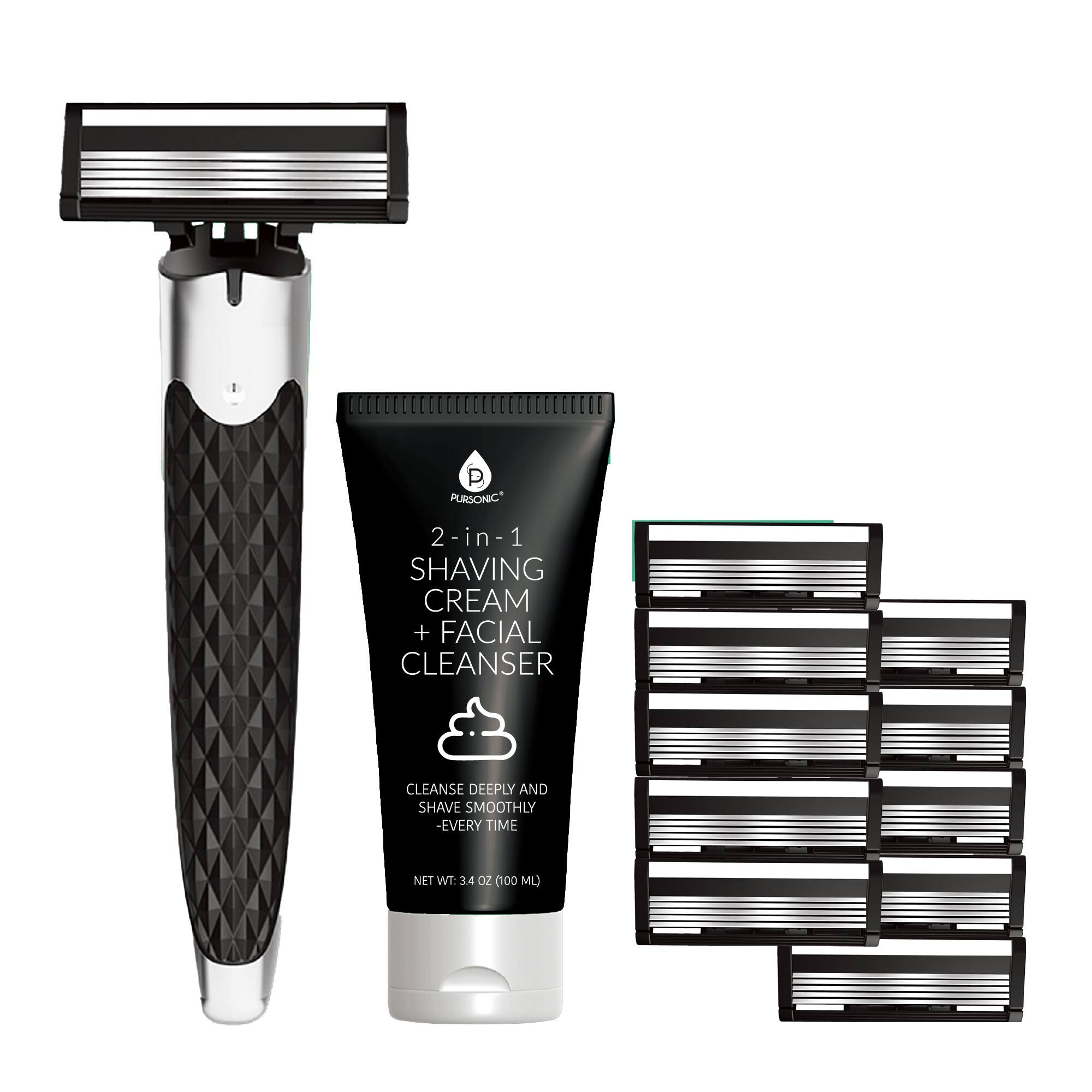 Pursonic Premium Men's Shaving Kit with Alloy Metal Handle