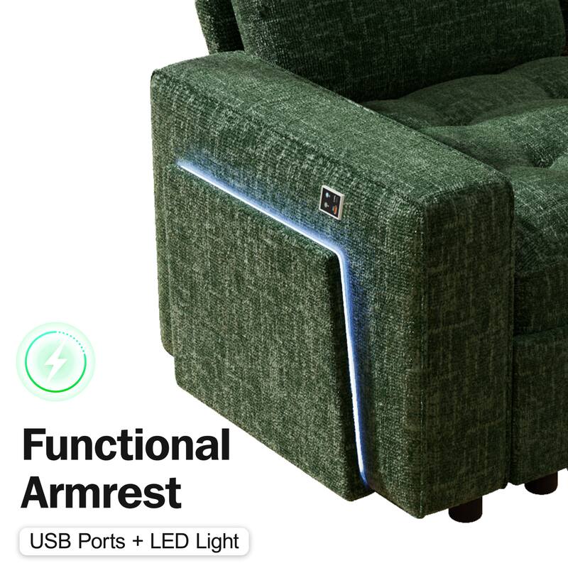 Functional Armrest  
USB Ports + LED Light