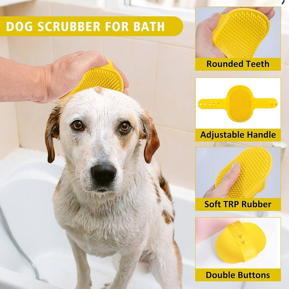 DOG SCRUBBER FOR BATH

- Rounded Teeth
- Adjustable Handle
- Soft TRP Rubber
- Double Buttons