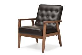 Baxton Studio - Sorrento Mid-century Retro Modern Faux Leather Upholstered Wooden Lounge Chair - Dark Brown