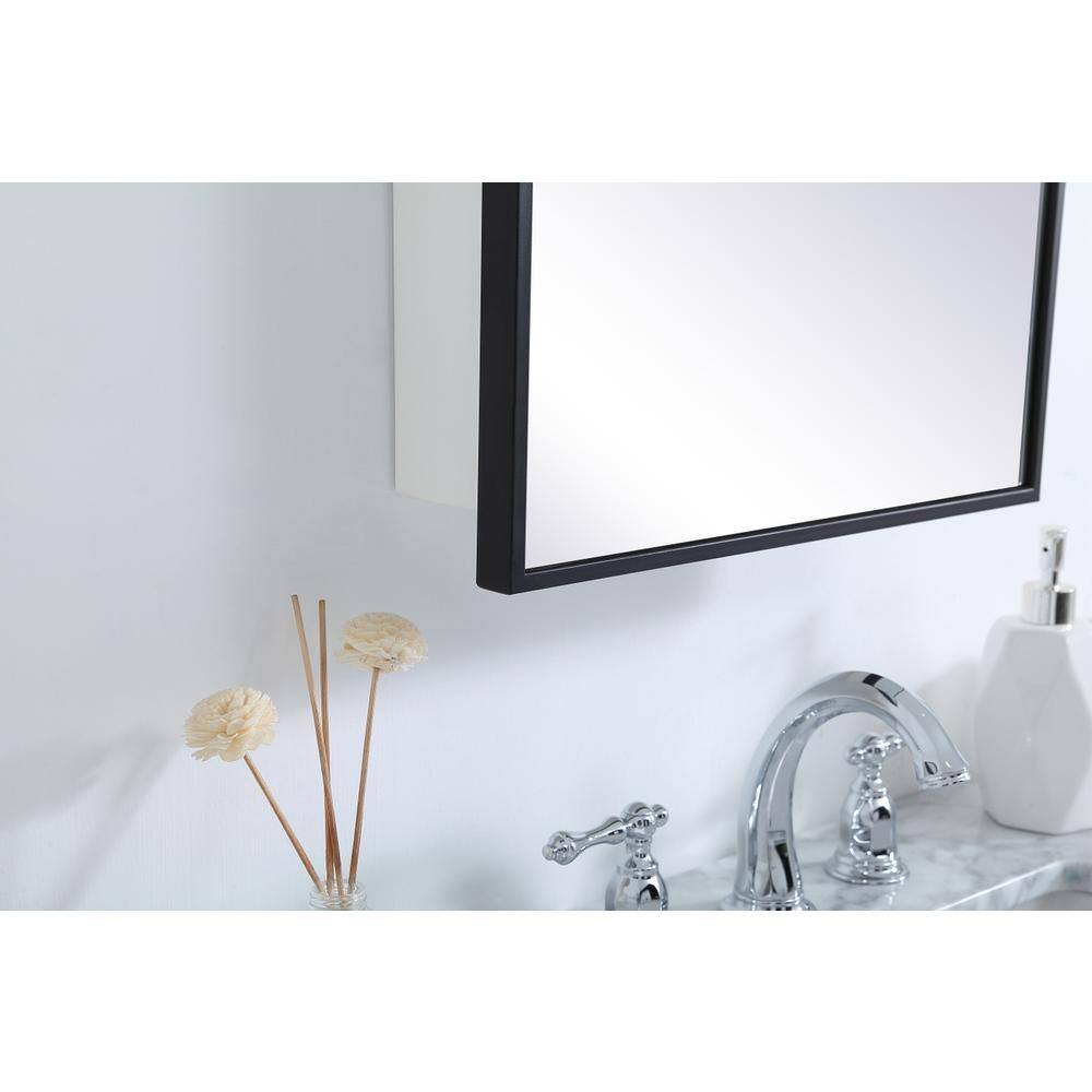 Alt View 1. Elegant Decor - Metal mirror medicine cabinet 17 inch x 28 inch in Black - Black.