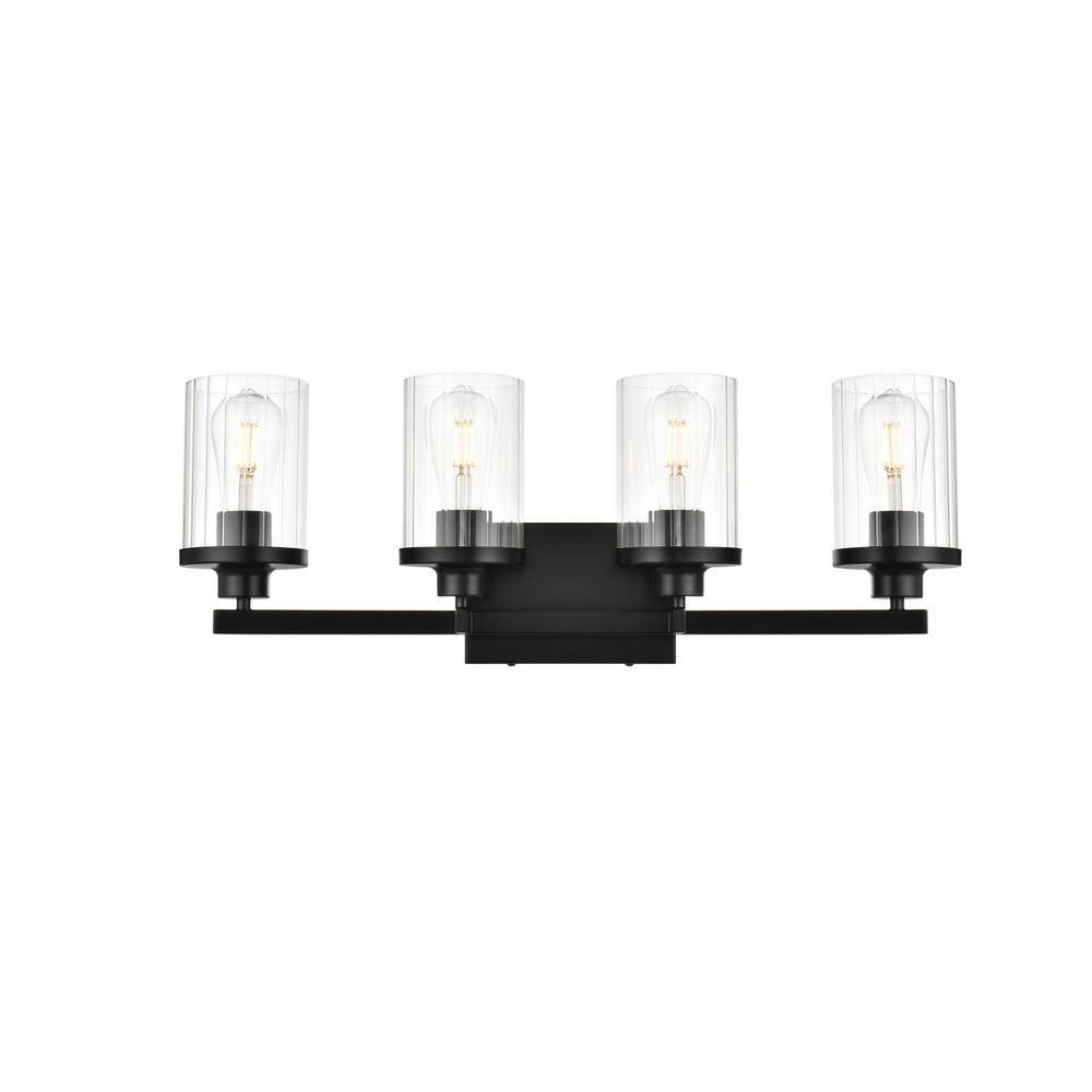 Alt View 1. Living District - Saanvi 4 light Black and Clear Bath Sconce - Black And Clear.