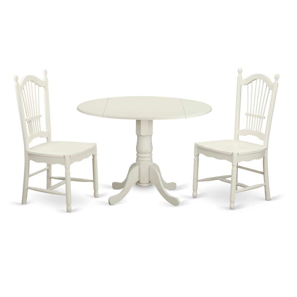 East West Furniture - 3 PcKitchen dinette set for 2-Dinette Table and 2 Dining Chairs - Linen White price history on PriceWatchPro