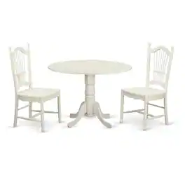 East West Furniture - 3 PcKitchen dinette set for 2-Dinette Table and 2 Dining Chairs - Linen White