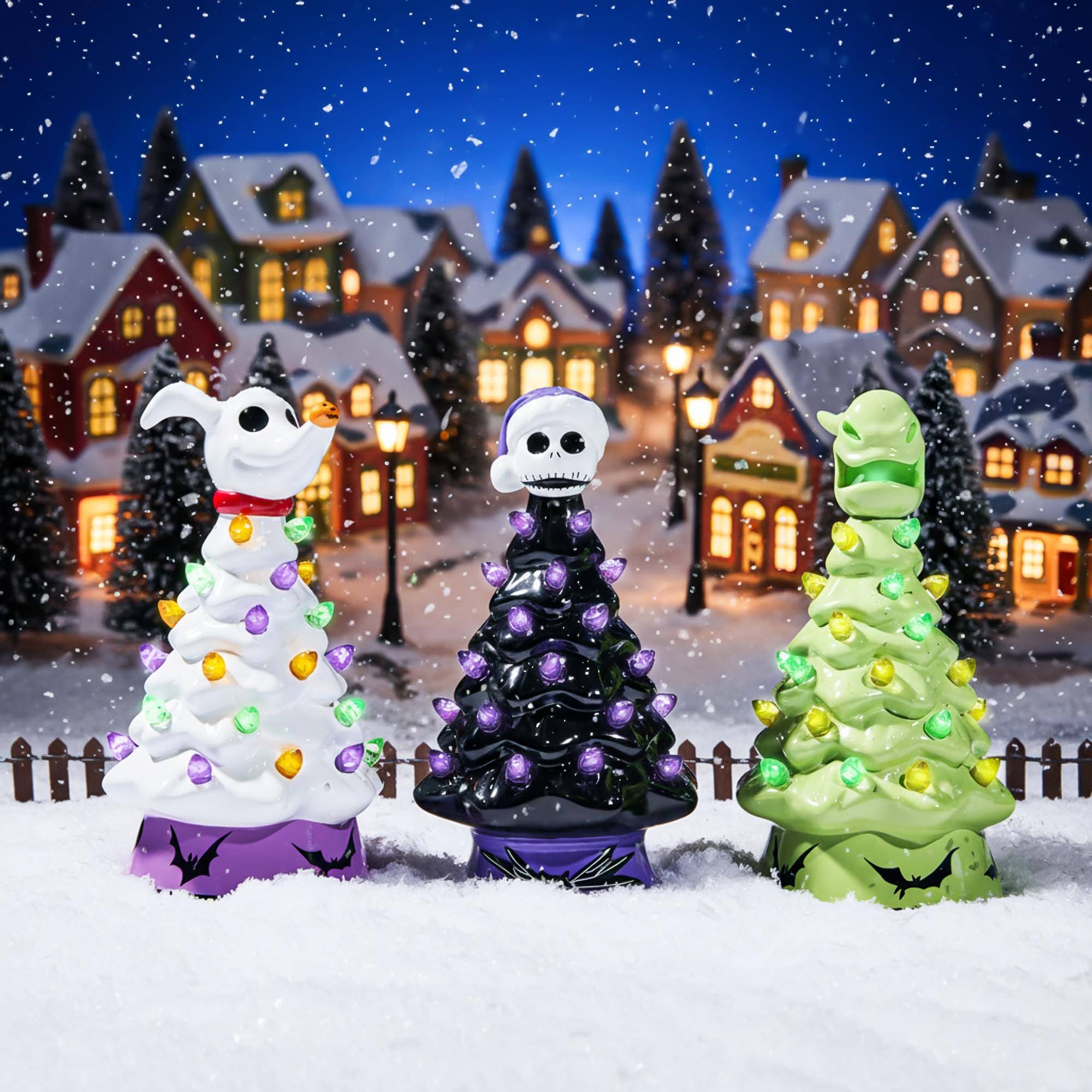 Alt View 5. Ukonic - Disney The Nightmare Before Christmas Light-Up Ceramic Christmas Tree Set Of 3.