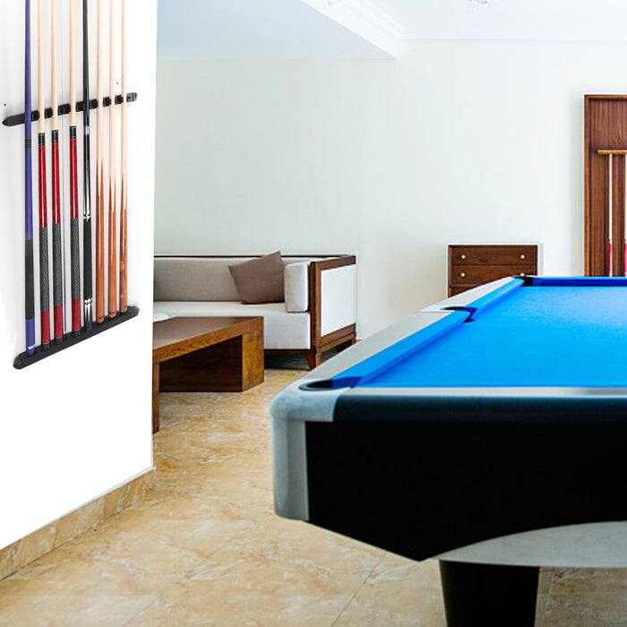 Alt View 2. GSE Games & Sports Expert - 2-Piece Wood 8 Billiard Pool Cue Rack Wall Mounted Holders, Pool Cue Sticks Wall Rack Set - Black - Black.