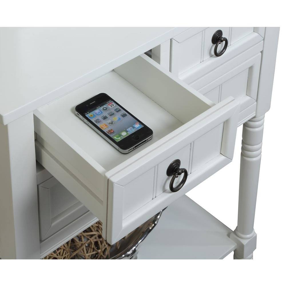 Alt View 1. FurniFact - Kendra Hall Table with 3 Drawers and 2 Shelves - White.