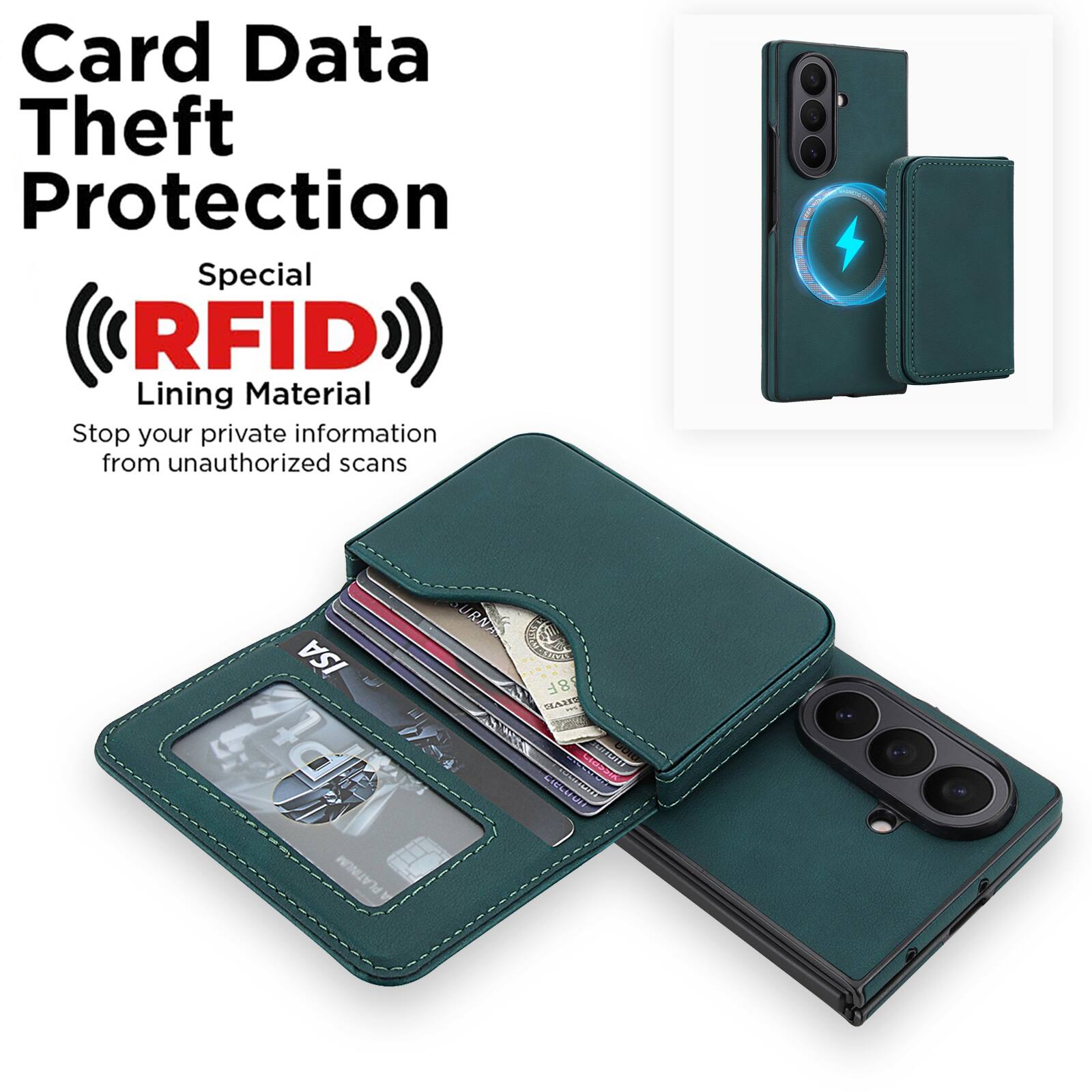 Card Data Theft Protection  
Special RFID Lining Material  
Stop your private information from unauthorized scans