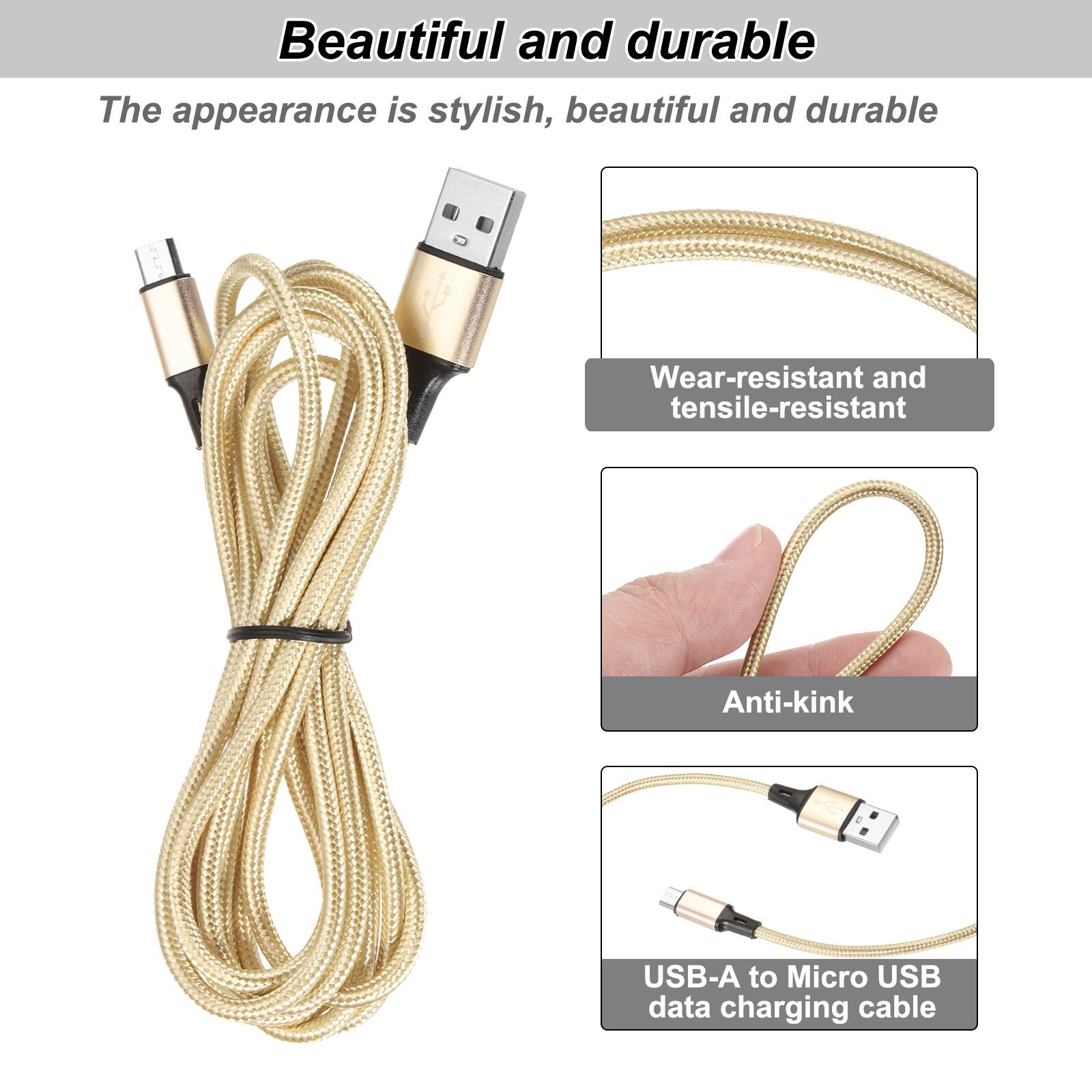 Beautiful and durable

The appearance is stylish, beautiful and durable

Wear-resistant and tensile-resistant

Anti-kink

USB-A to Micro USB data charging cable