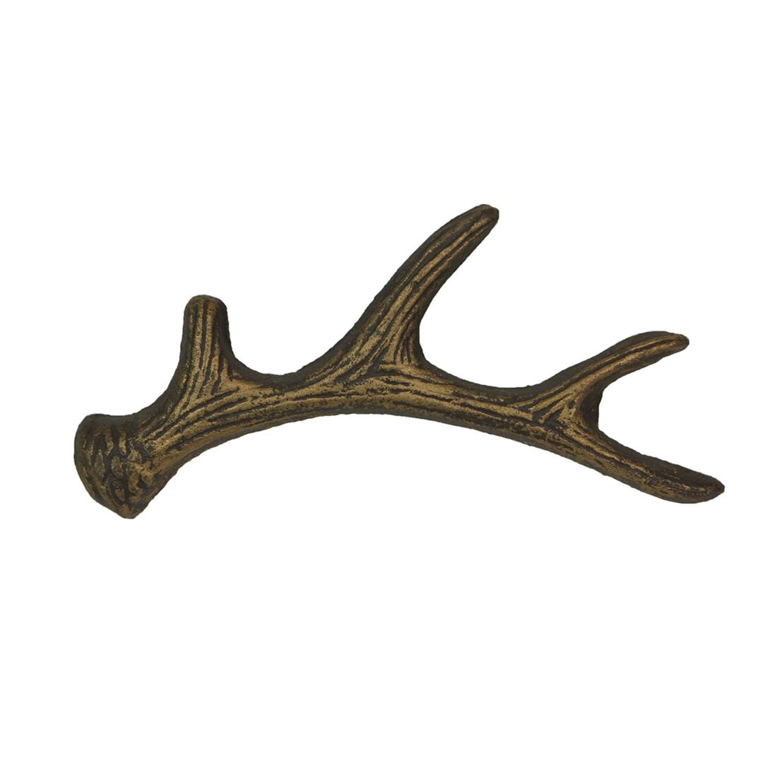 Alt View 1. Zeckos - Antique Bronze Cast Iron Rustic Deer Antler Drawer Pull Cabinet Handle Set of 6 - Bronze.