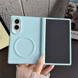 Dteck - for Samsung Galaxy Z Fold8 Magnetic Case with Built-In Screen Protector,Full Hinge Protection Shockproof PC TPU Cover - Skyblue