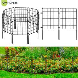 Oumilen - 19-Pack Garden Metal Fence Border, 24in H x 13in W Per Panel Decorative Animal Barrier with Stakes for Yard Lawn