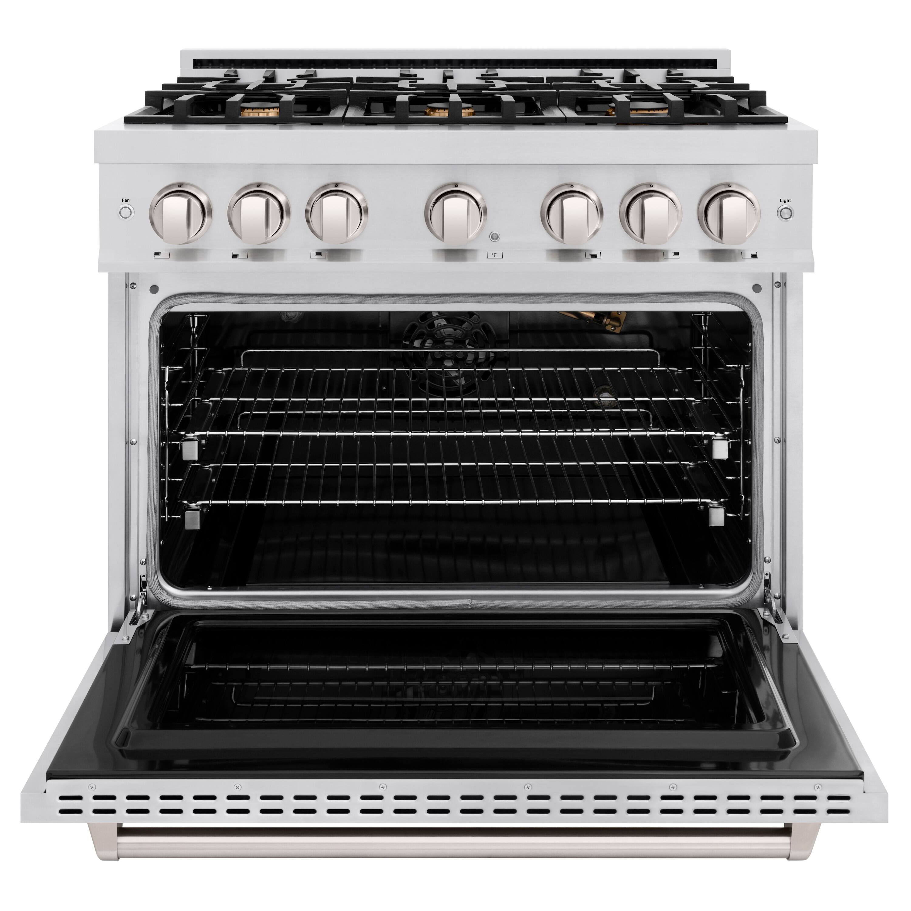 Alt View 1. ZLINE - 36" Classic Gas Range with Convection Oven with 6 Brass Burners (CGR-BR-36) - Stainless Steel.