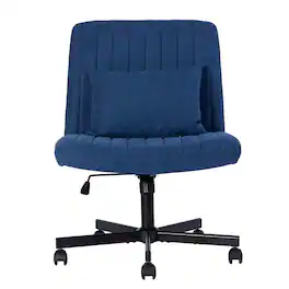 Boyel Living - Modern Linen Criss Cross Office Chair with Adjustable Height and Ergonomic Support - Blue