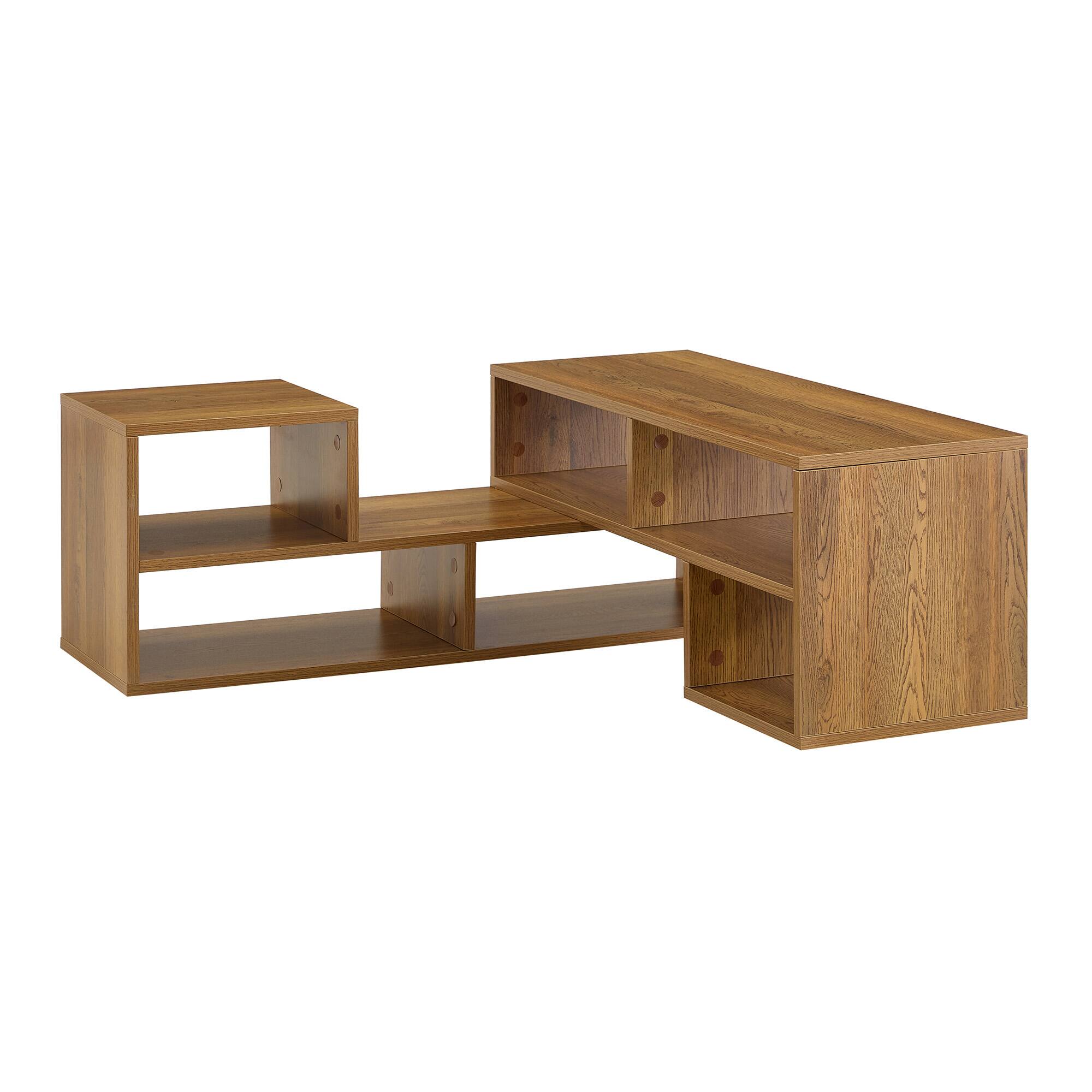 Alt View 9. Loheer - Loheer- Modular Extendable TV Stand Rustic Wood Media Console Open Storage for Living Room 0.98x1.12 Ft - Wood.