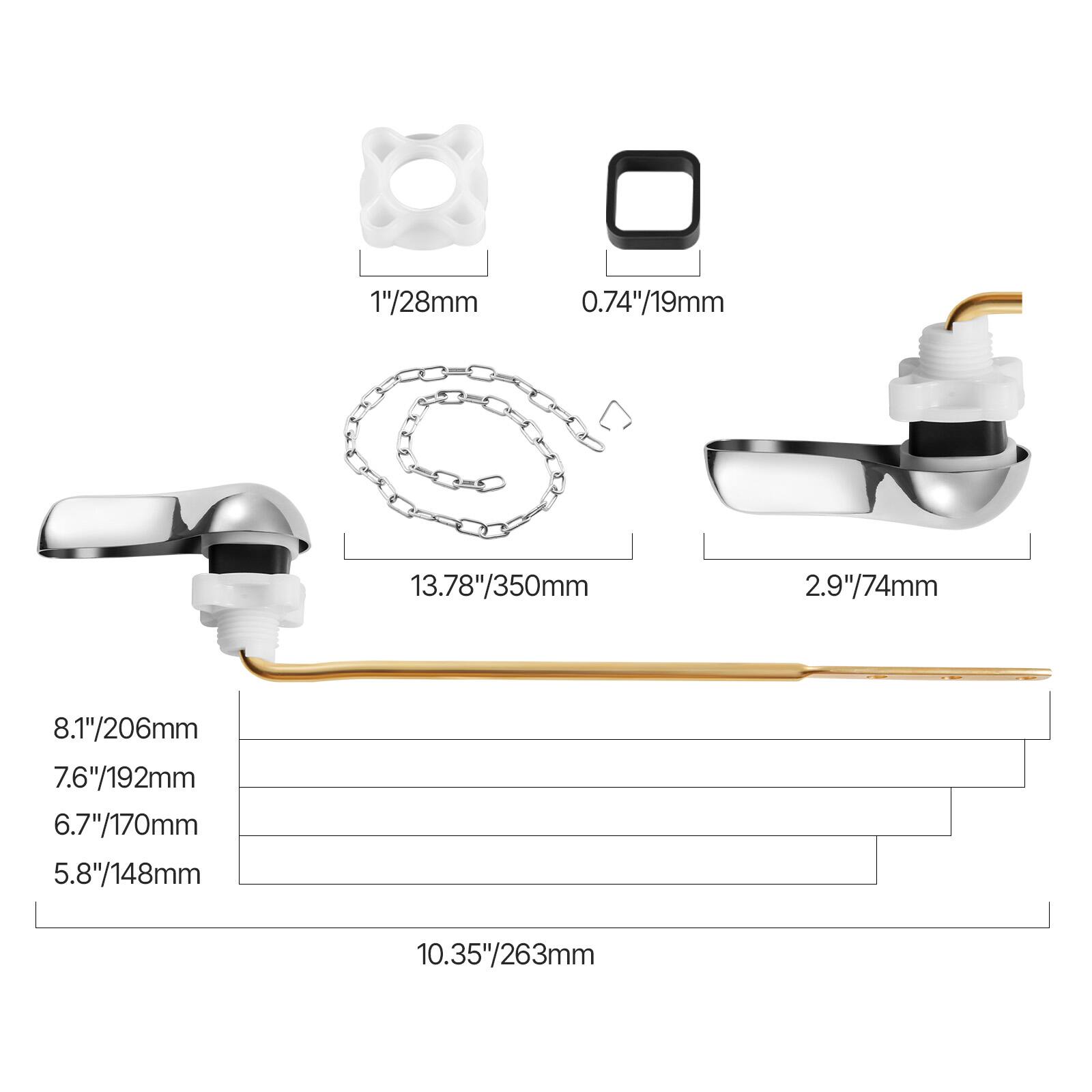 1"/28mm  
0.74"/19mm  
13.78"/350mm  
2.9"/74mm  
8.1"/206mm  
7.6"/192mm  
6.7"/170mm  
5.8"/148mm  
10.35"/263mm