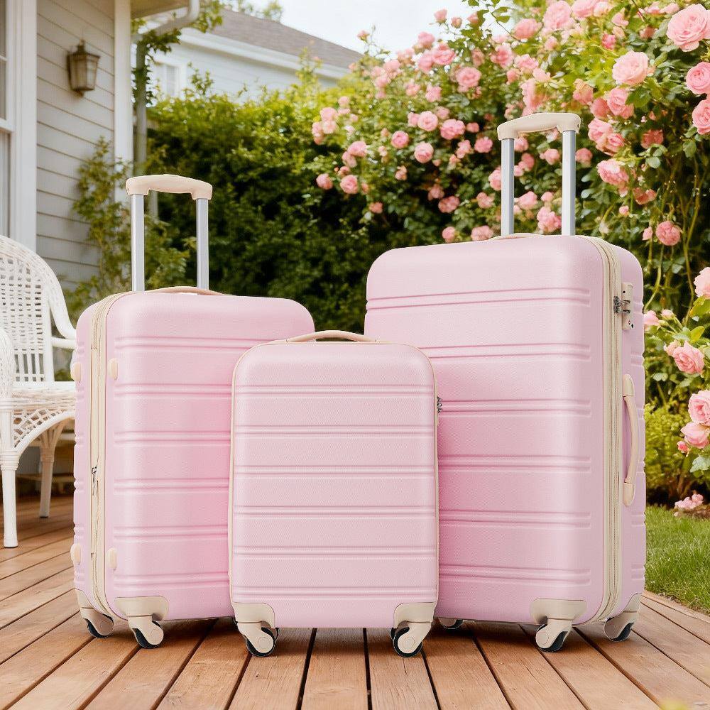 Angle. BreeBe - 3 Piece Luggage Set Hardside Spinner Suitcase with TSA Lock 20' 24' 28' Available - Light Pink.